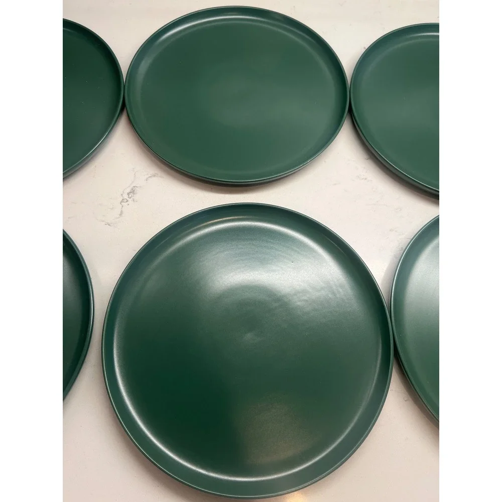 Kirklands Simple Things Forest Green Matte Salad Plates Set of 6 Stoneware